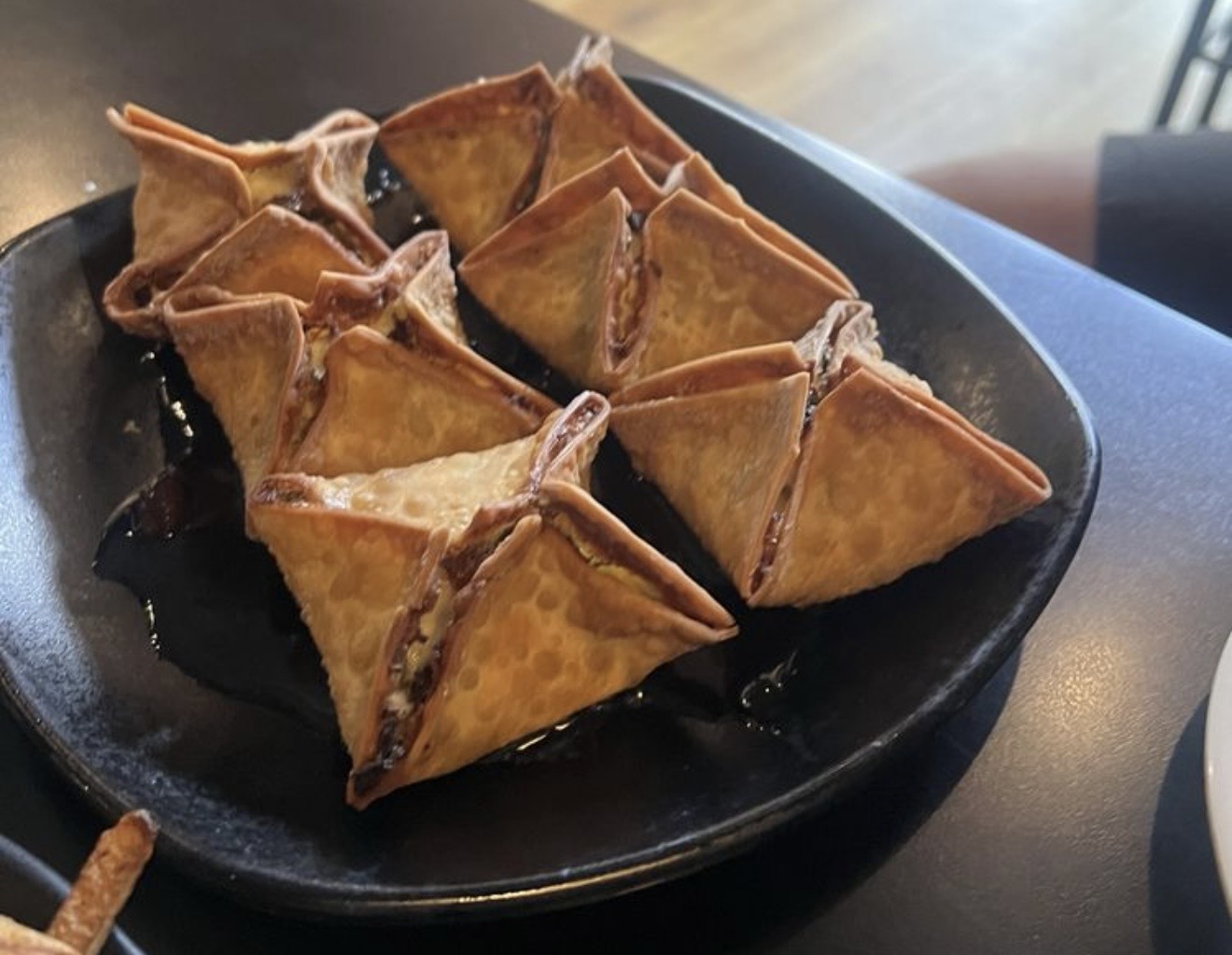 Spinach Artichoke Wontons with Teriyaki Sauce